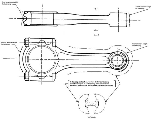 I-Beam Connecting Rod Rover K Series drawing
